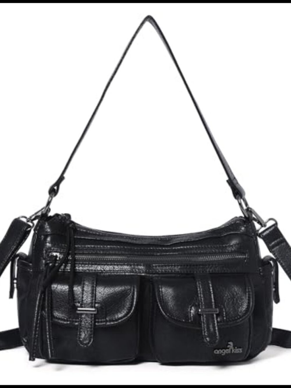 PU Leather Hobo Crossbody Bag Multi Pocket Adjustable Strap Purse